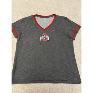 Women's Ohio State Nike Team Swoosh V Neck T Shirt Size XXL Gray